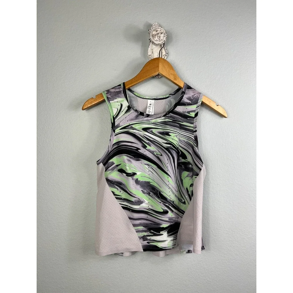 Lululemon Women's Size 4‎ Swift Ventilated Running Tank Gray Green